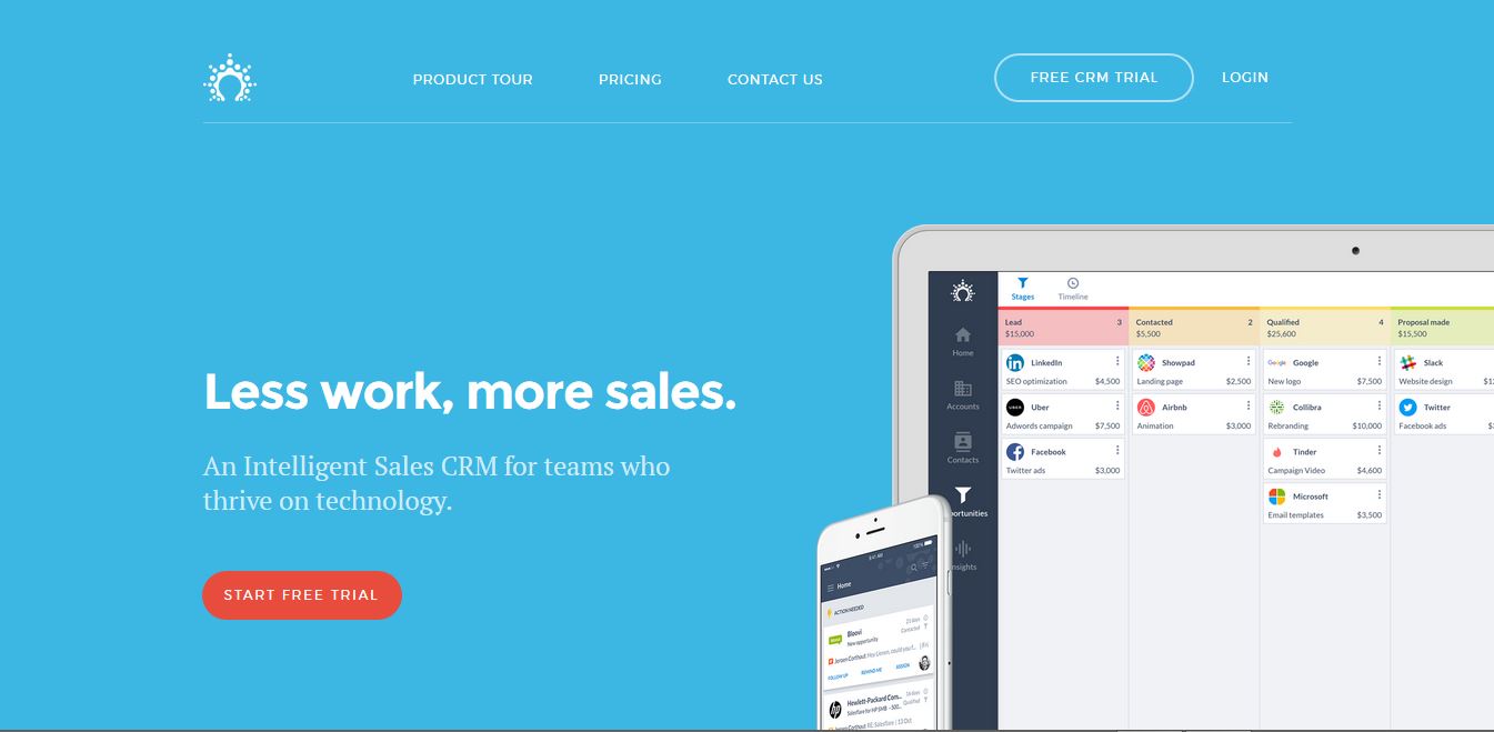 Home page di Salesflare
