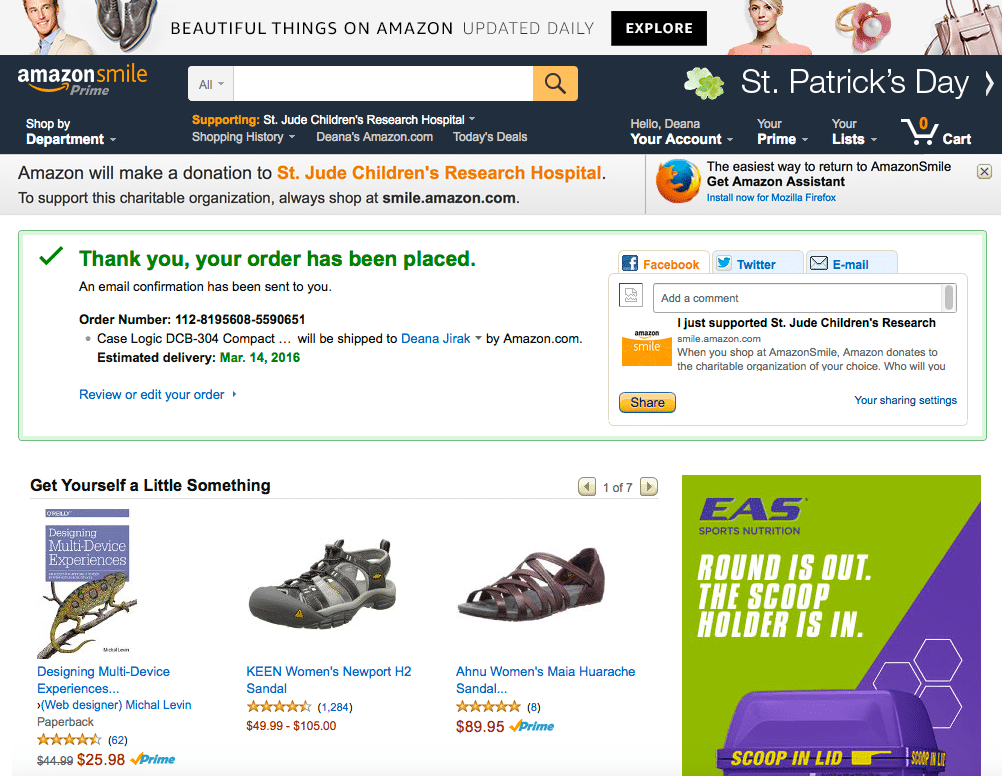 page de remerciement amazon