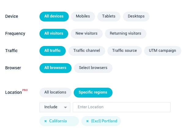 Alternative Wisepops-Targeting-Optionen