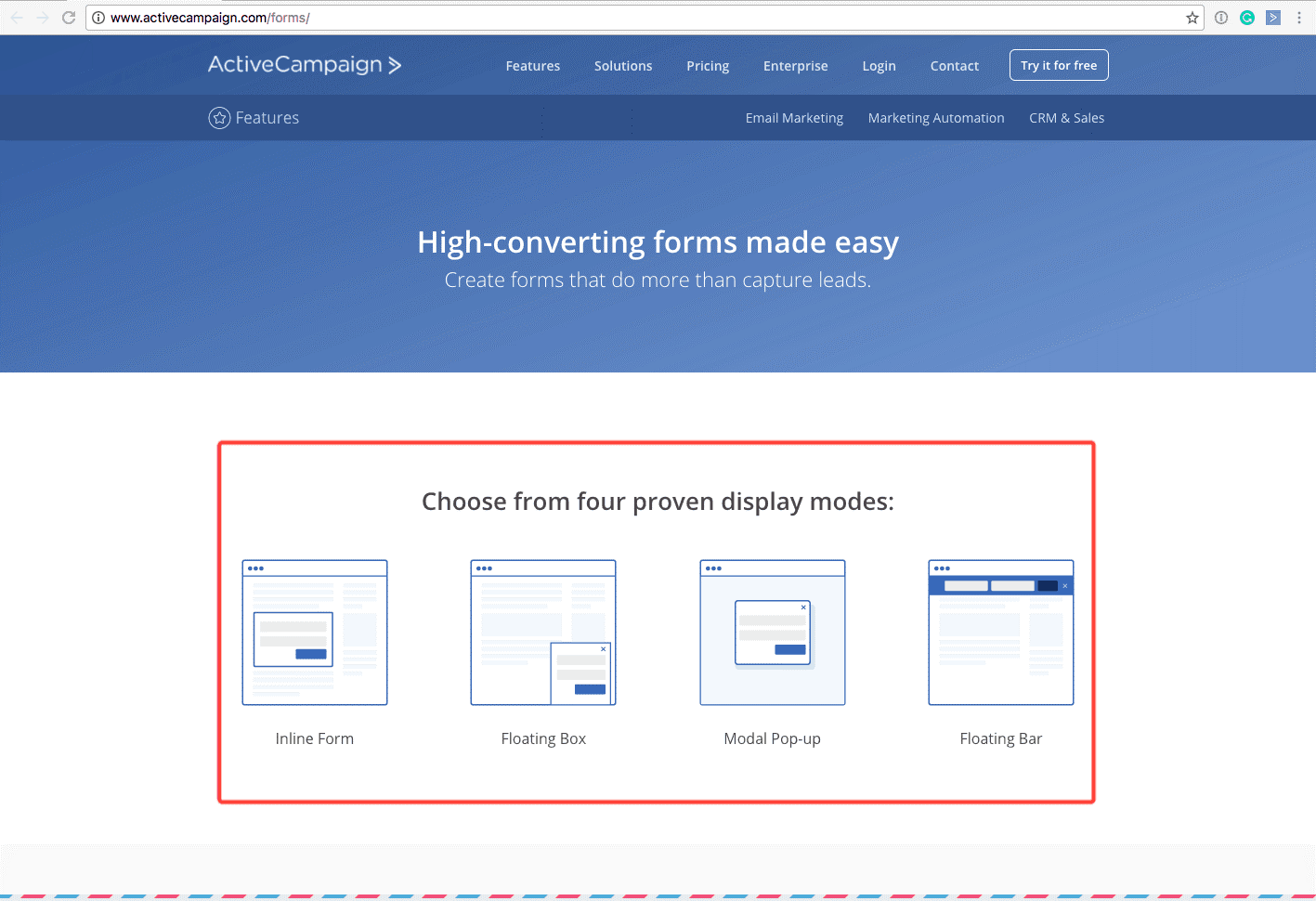 campanha ativa, formulários