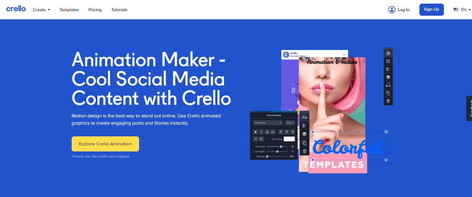 Crello 注册页面