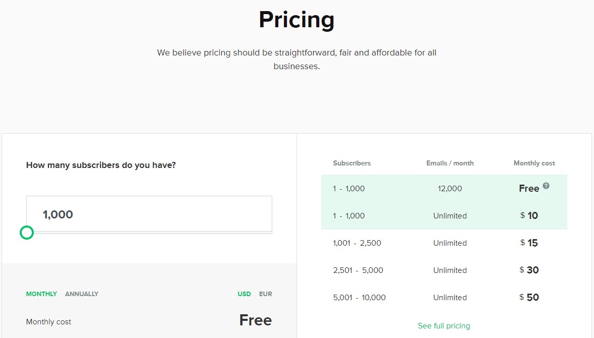 MailerLite Pricing