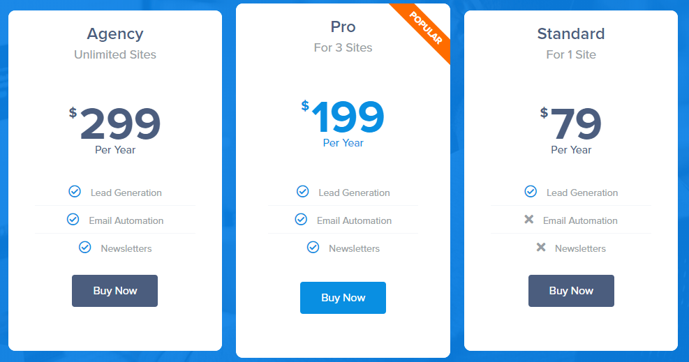 Precios alternativos de mailoptin de Gleam