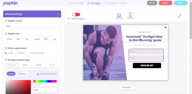 Esempio di pop-up poptin alternativo di Gleam