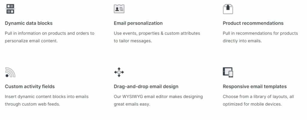 características de klaviyo, marketing por correo electrónico de klaviyo