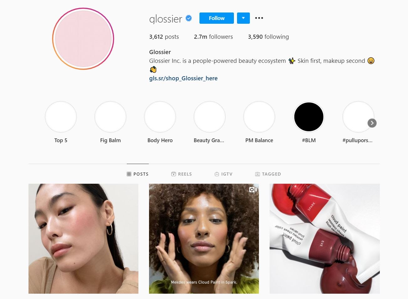 Bron: https://www.instagram.com/glossier/?hl=en