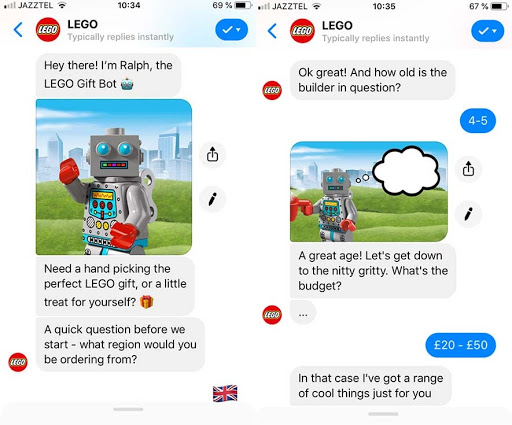 स्रोत: https://www.thedrum.com/news/2017/11/23/meet-lego-s-facebook-messenger-chatbot-ralph-helpful-alternative-bricks-and-mortar