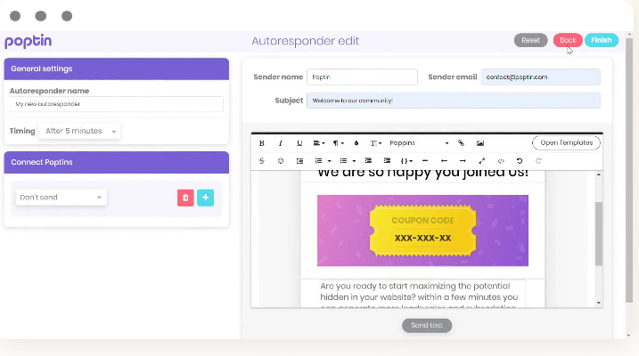 poptin autoresponder order confirmation emails