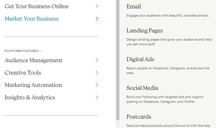 ميزات MailChimp