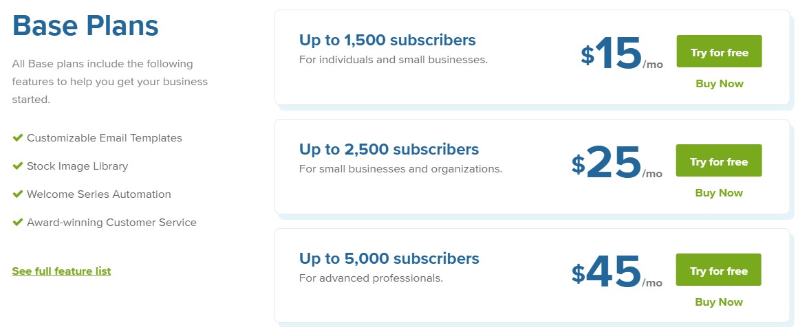 iContact Base Pricing