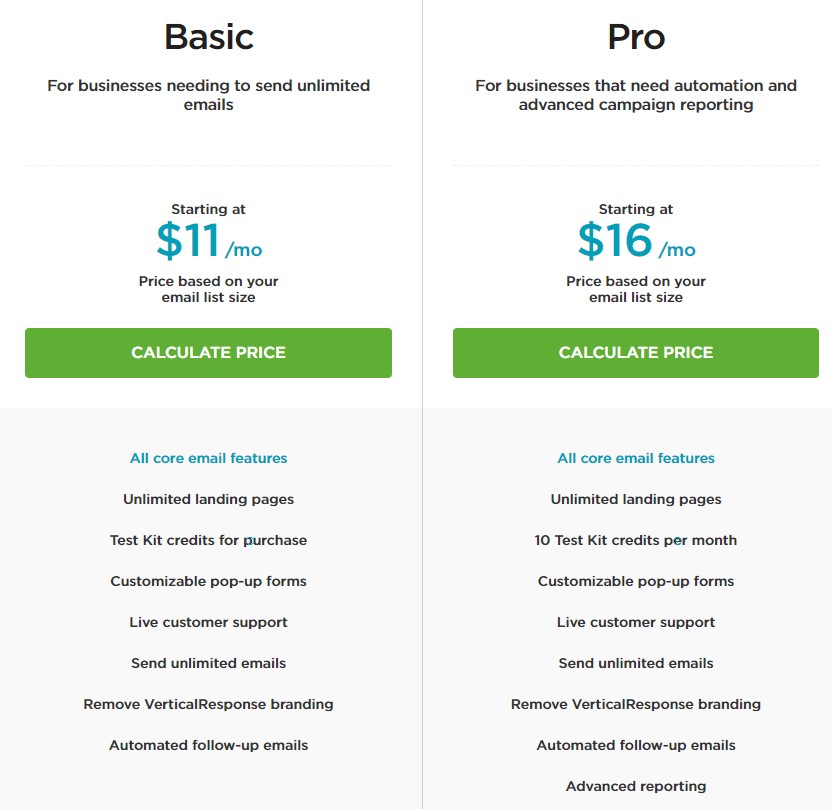 VerticalResponse Pricing