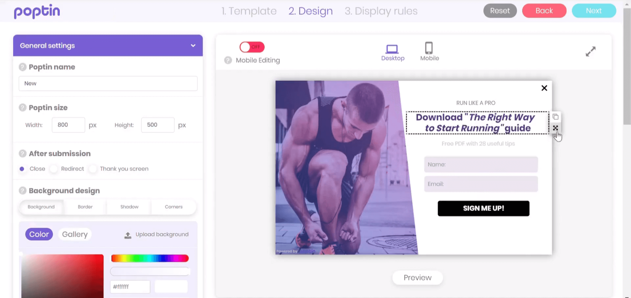 rédaction de contenu pour les débutants popups de l'éditeur poptin