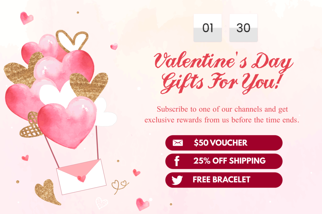 Countdown-Popups E-Commerce-Popups zum Valentinstag