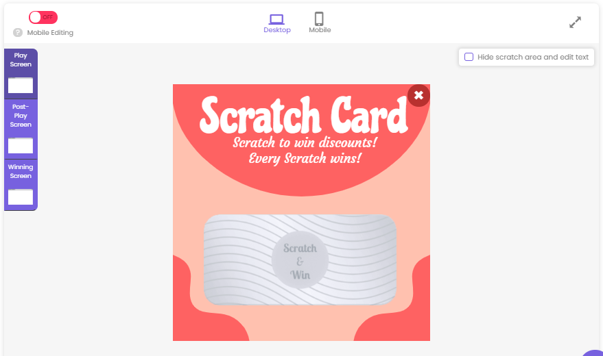 Editable Scratch Log In Cards