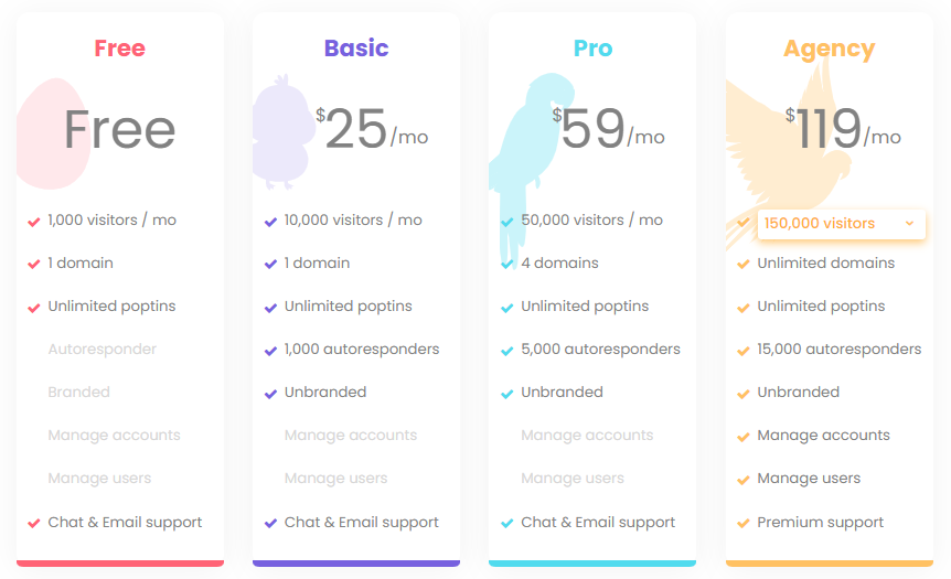 poptin pricing plans