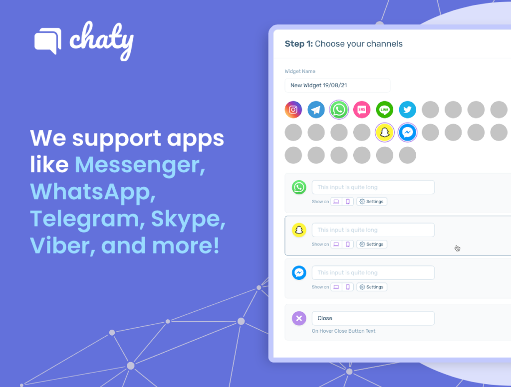 chaty live chat app 20+ social platforms