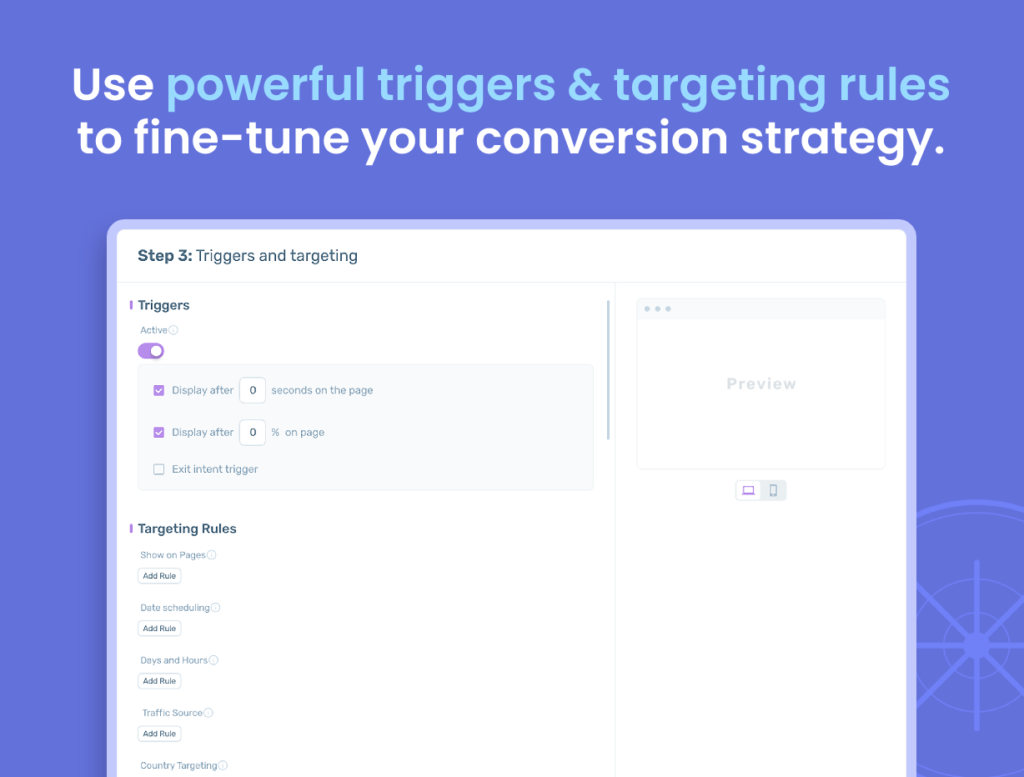 Auslöser und Targeting-Regeln für die Chaty-Live-Chat-App