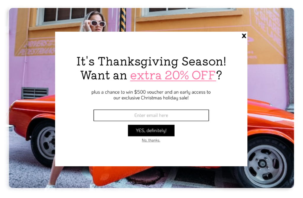 Примеры всплывающих окон на День Благодарения для праздничного сезона, чтобы повысить продажи и коэффициент конверсии