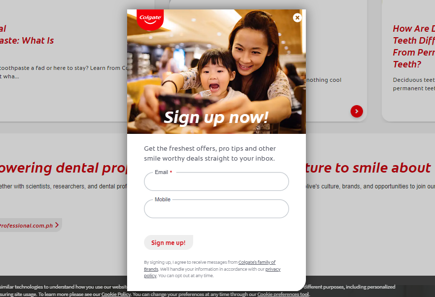 popup situs web colgate muncul