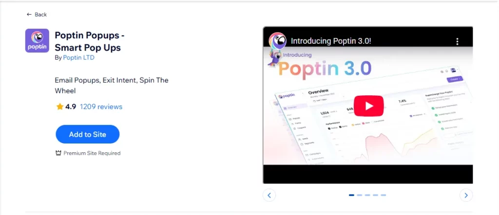 Wix ਪਲੱਗਇਨ ਪੋਪਟਿਨ ਮੁਫ਼ਤ ਪੌਪਅੱਪ ਐਪ 