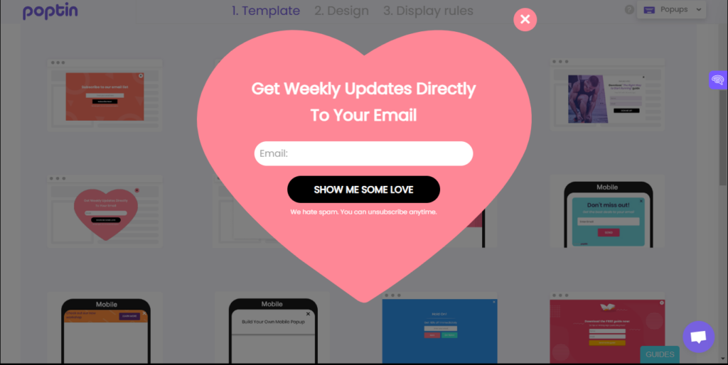 Poptin-E-Mail-Marketing-Popup-Formular Poptin Popup-Formular tTemplate