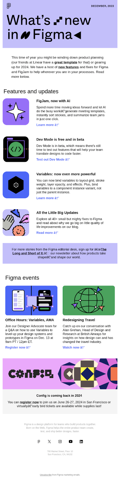 email sample from Figma