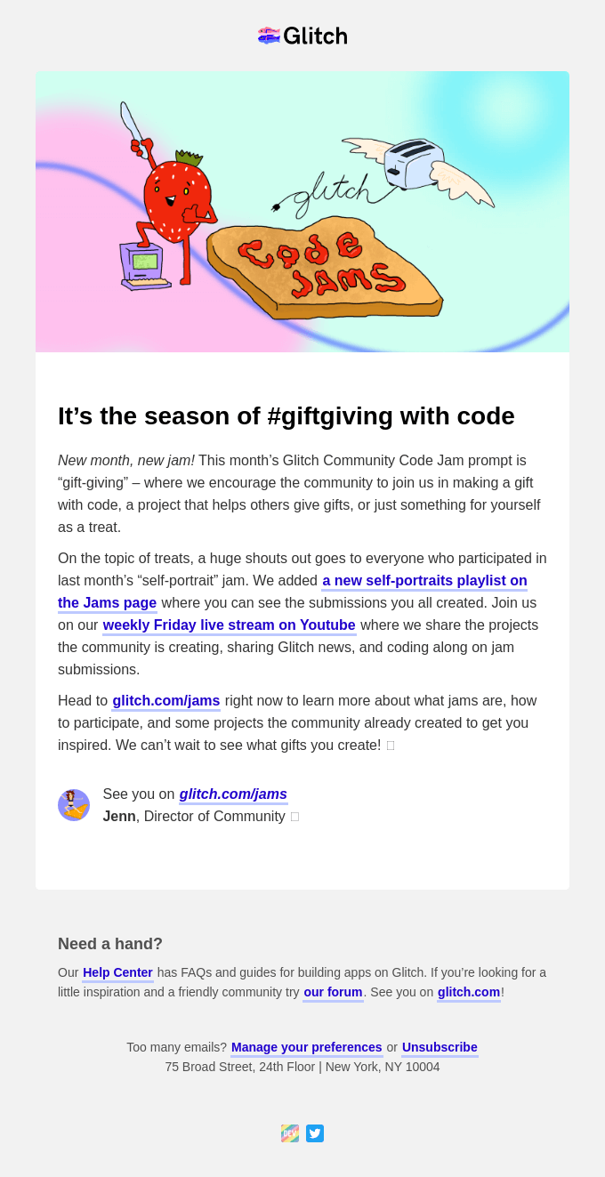 email from Glitch