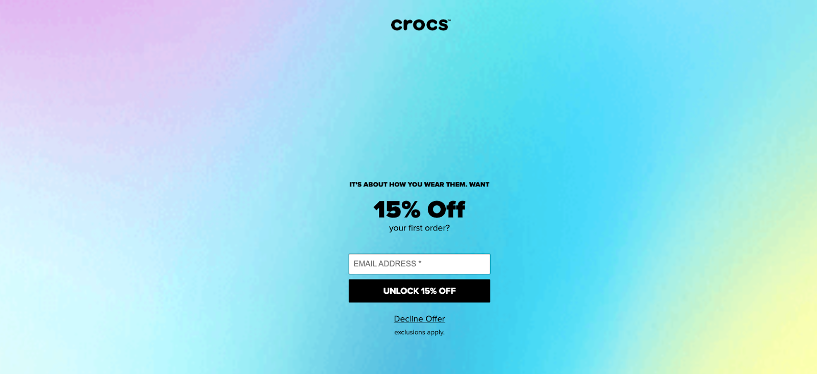 Crocs 팝업 제공 스크린샷