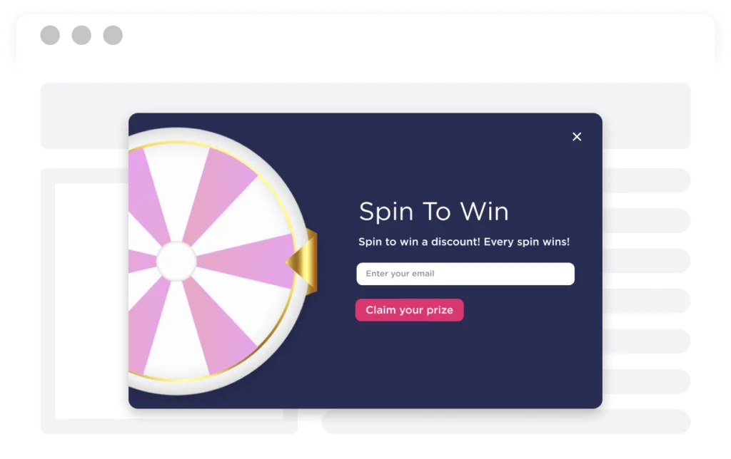 Spin to win popup klaviyo email list
