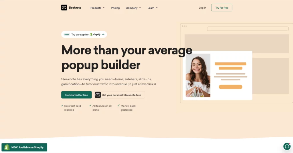 Sleeknote popup-byggare