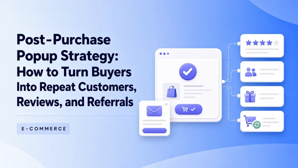 Strategia popup post-acquisto che collega il checkout a recensioni, segnalazioni, programmi fedeltà e acquisti ripetuti.