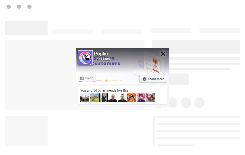 pop-up de mídia social
